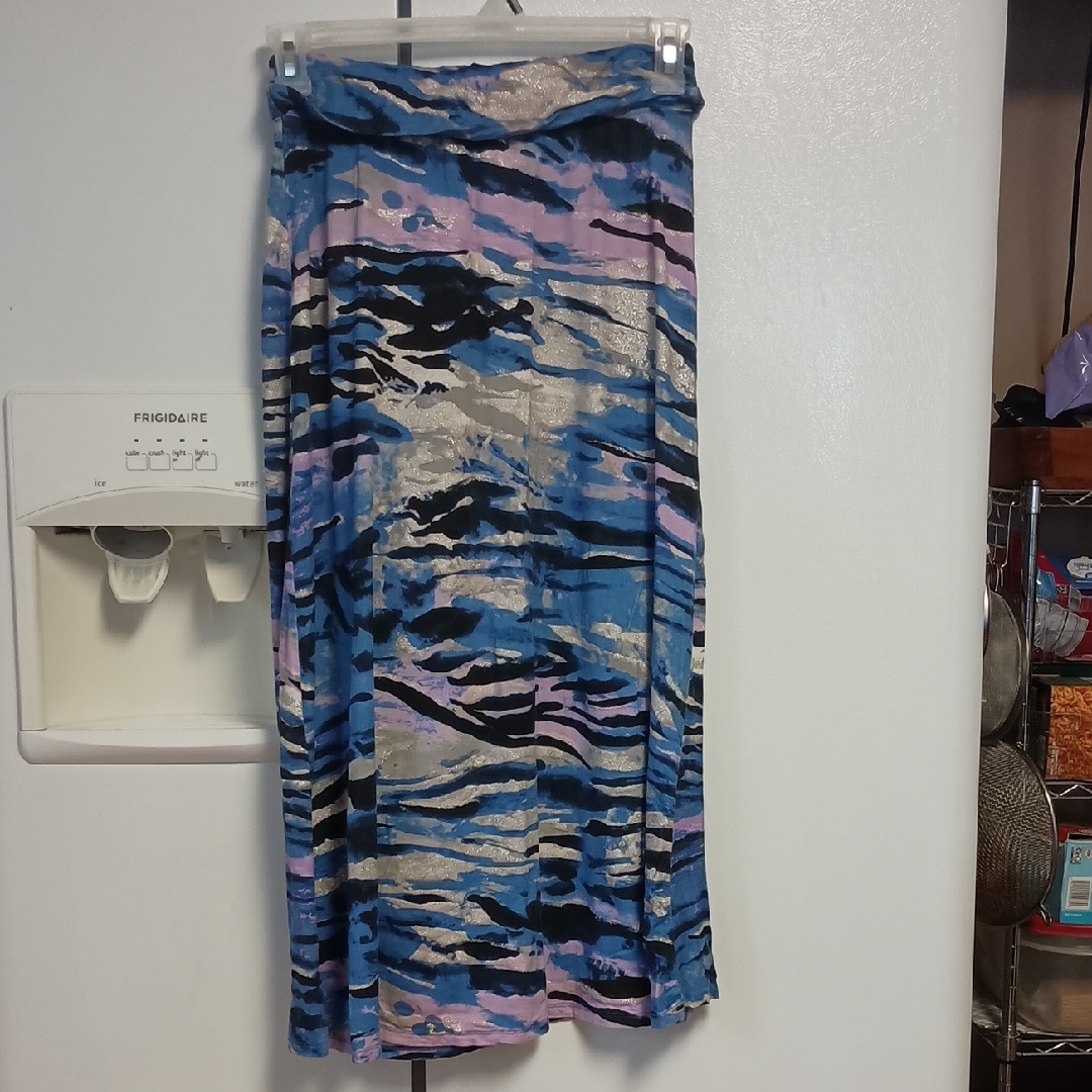 Justice Stylish Blue Multicolor Maxi Skirt. Girl`S Plus Size 16